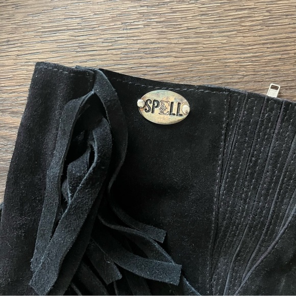 Spell Gypsy Black Witch Mimi Fringe Over the Knee Boots Size 7 US​ - Picture 4 of 10